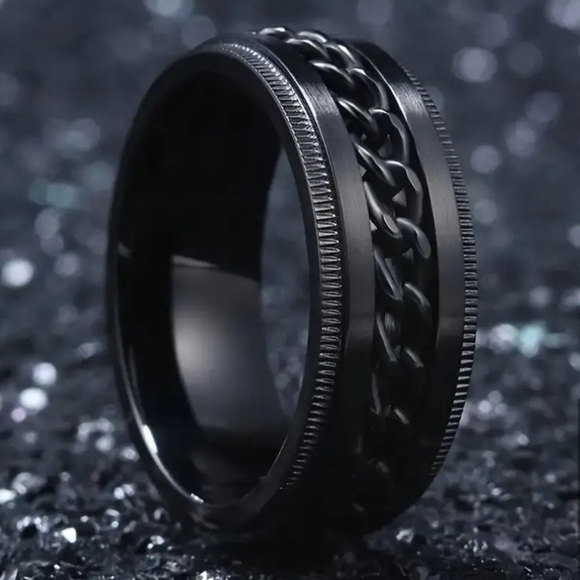 Other - BRAND NEW Luxury Black Chain Titanium Men’s Ring